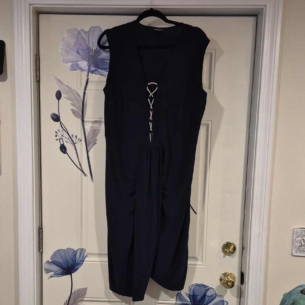 Venus Dark Blue Sleeveless Dress Sexy